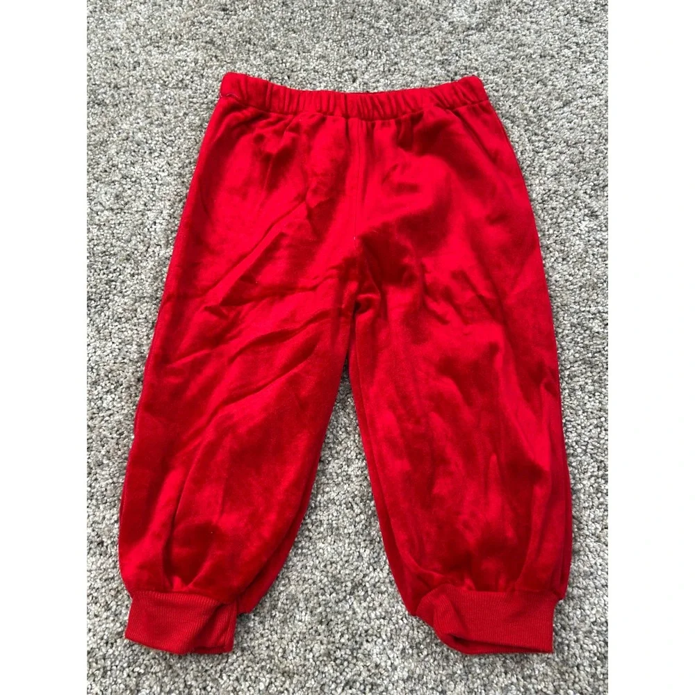 Vintage New York Kids Red Velour Lace Collar Outfit Set 24MO Holiday USA #0633